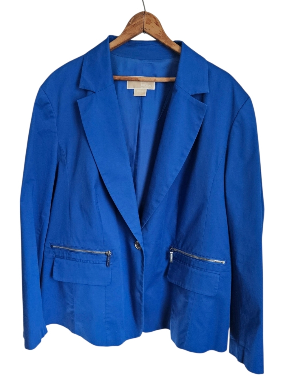 MICHAEL Michael Kors Royal Blue Blazer with Zipper Pockets, 22W